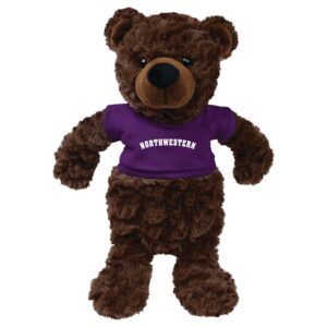 Northwestern University Wildcats Fuzzy Bunch Bear Wearing Purple "Northwestern" Tee Shirt