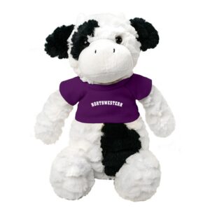 Northwestern University Wildcats Fuzzy Bunch Cow Wearing Purple "Northwestern" Tee Shirt