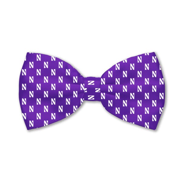 Northwestern University Wildcats Purple Pretied Bowtie with All Over Scattered N Design
