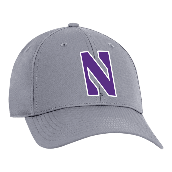 Northwestern University Wildcats Ahead Constructed Performance Light Grey Velcro Back Hat with Stylized N Design -4