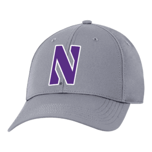 Northwestern University Wildcats Ahead Constructed Performance Light Grey Velcro Back Hat with Stylized N Design