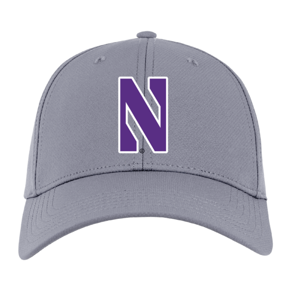 Northwestern University Wildcats Ahead Constructed Performance Light Grey Velcro Back Hat with Stylized N Design -3