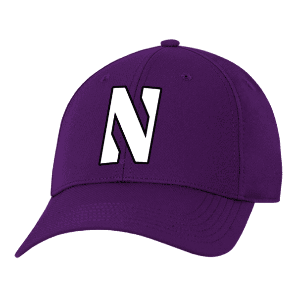 Northwestern University Wildcats Ahead Constructed Performance Purple Velcro Back Hat with Stylized N Design