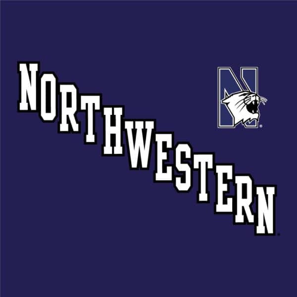 Northwestern University Wildcats Champion Men's Purple/Heather Pullover Hockey Hooded Sweatshirt with Diagonal & N-Cat Design -2