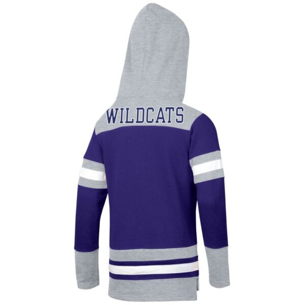 Northwestern University Wildcats Champion Men's Purple/Heather Pullover Hockey Hooded Sweatshirt with Diagonal & N-Cat Design -3