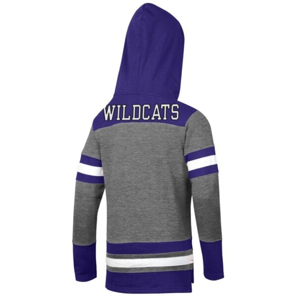 Northwestern University Wildcats Champion Men's Heather/Purple Pullover Hockey Hooded Sweatshirt with Diagonal & N-Cat Design -3