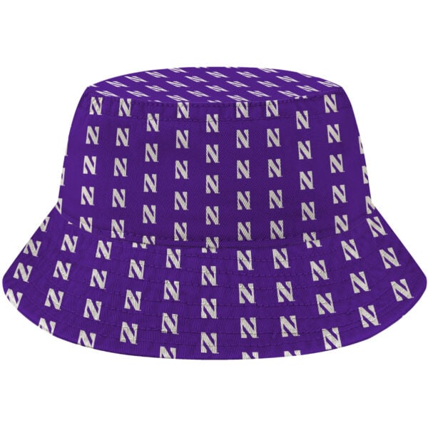 Northwestern University Wildcats Relaxed Purple Floppy/Bucket Hat with All Over Stylized N Print Design -2
