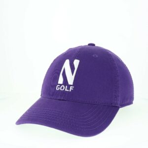 Northwestern University Wildcats Unconstructed Purple Cotton Twill Hat with N & Golf Design