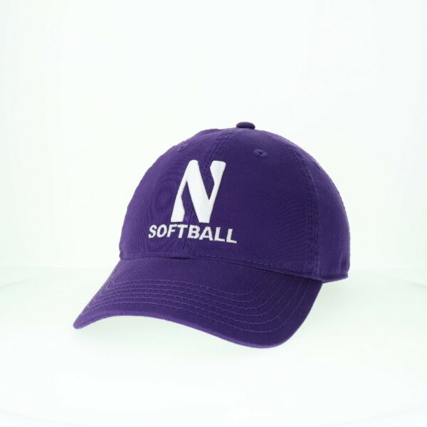 Northwestern University Wildcats Unconstructed Purple Cotton Twill Hat with N & Softball Design
