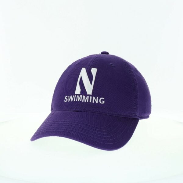 Northwestern University Wildcats Unconstructed Purple Cotton Twill Hat with N & Swimming Design