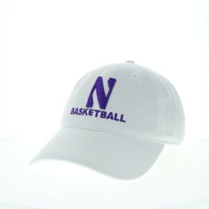 Northwestern University Wildcats Unconstructed White Cotton Twill Hat with N & Basketball Design
