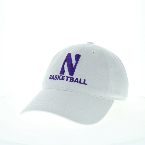 Northwestern University Wildcats Unconstructed White Cotton Twill Hat with N & Basketball Design