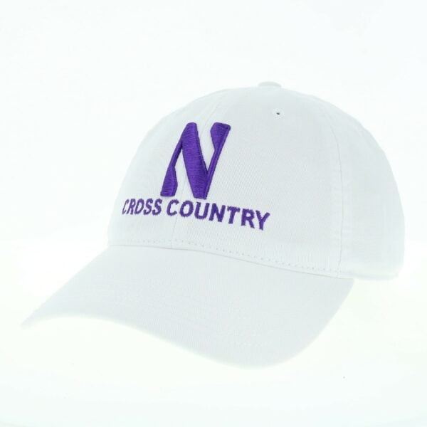Northwestern University Wildcats Unconstructed White Cotton Twill Hat with N & Cross Country Design