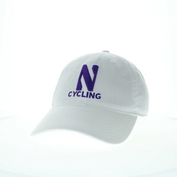 Northwestern University Wildcats Unconstructed White Cotton Twill Hat with N & Cycling Design