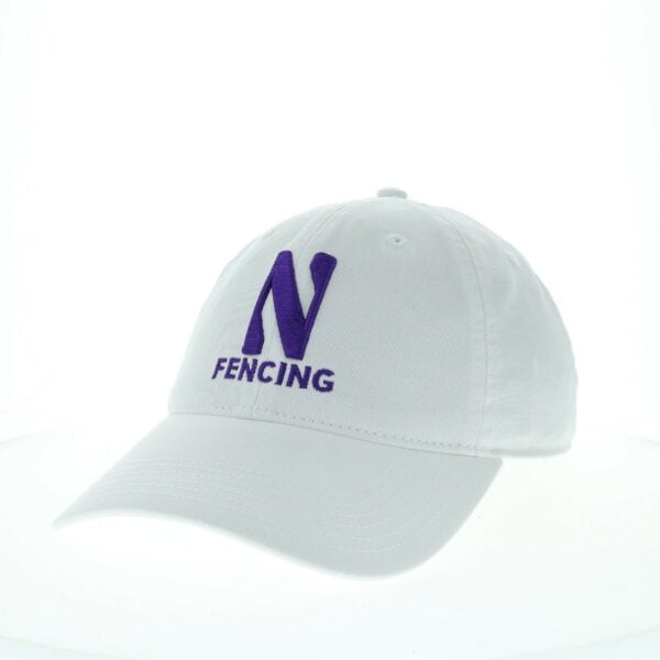 Northwestern University Wildcats Unconstructed White Cotton Twill Hat with N & Fencing Design