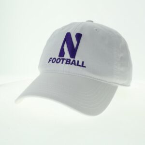 Northwestern University Wildcats Unconstructed White Cotton Twill Hat with N & Football Design