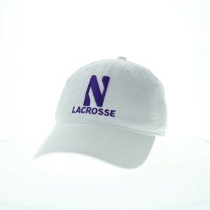 Northwestern University Wildcats Unconstructed White Cotton Twill Hat with N & Lacrosse Design