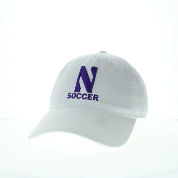 Northwestern University Wildcats Unconstructed White Cotton Twill Hat with N & Soccer Design