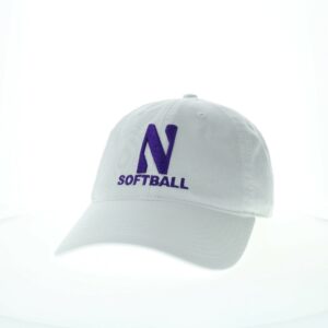 Northwestern University Wildcats Unconstructed White Cotton Twill Hat with N & Softball Design