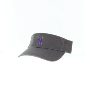 Northwestern University Wildcats Dark Grey Charcoal Visor with Stylized N Design