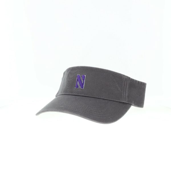 Northwestern University Wildcats Dark Grey Charcoal Visor with Stylized N Design