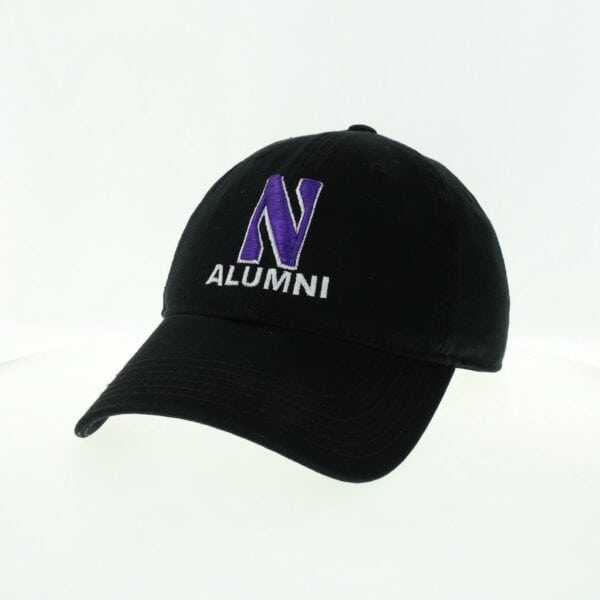 Northwestern University Wildcats Unconstructed Black Cotton Twill Hat with N & Alumni Design