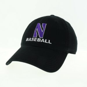 Northwestern University Wildcats Unconstructed Black Cotton Twill Hat with N & Baseball Design