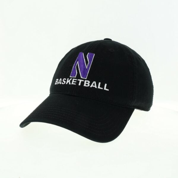 Northwestern University Wildcats Unconstructed Black Cotton Twill Hat with N & Basketball Design