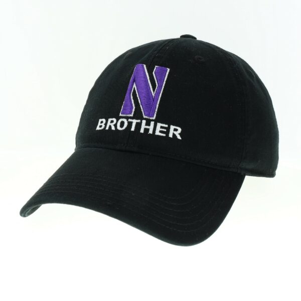 Northwestern University Wildcats Unconstructed Black Cotton Twill Hat with N & Brother Design