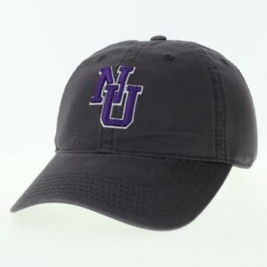 Northwestern University Wildcats Legacy Unconstructed Adjustable Dark Grey Charcoal Twill Hat with Vintage Interlock NU Design