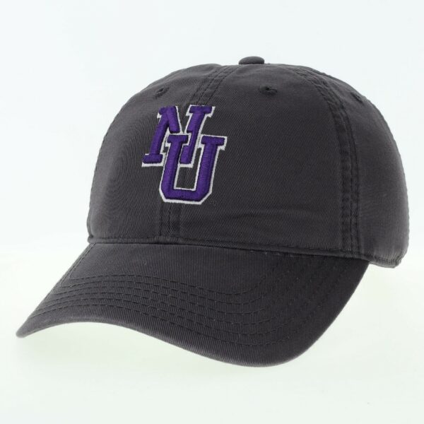 Northwestern University Wildcats Legacy Unconstructed Adjustable Dark Grey Charcoal Twill Hat with Vintage Interlock NU Design