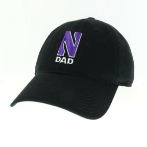 Northwestern University Wildcats Unconstructed Black Cotton Twill Hat with N & Dad Design