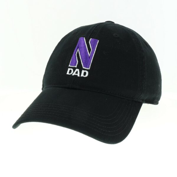 Northwestern University Wildcats Unconstructed Black Cotton Twill Hat with N & Dad Design