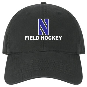 Northwestern University Wildcats Unconstructed Black Cotton Twill Hat with N & Field Hockey Design