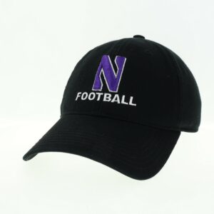 Northwestern University Wildcats Unconstructed Black Cotton Twill Hat with N & Football Design