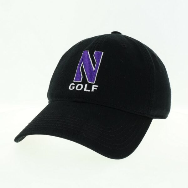 Northwestern University Wildcats Unconstructed Black Cotton Twill Hat with N & Golf Design