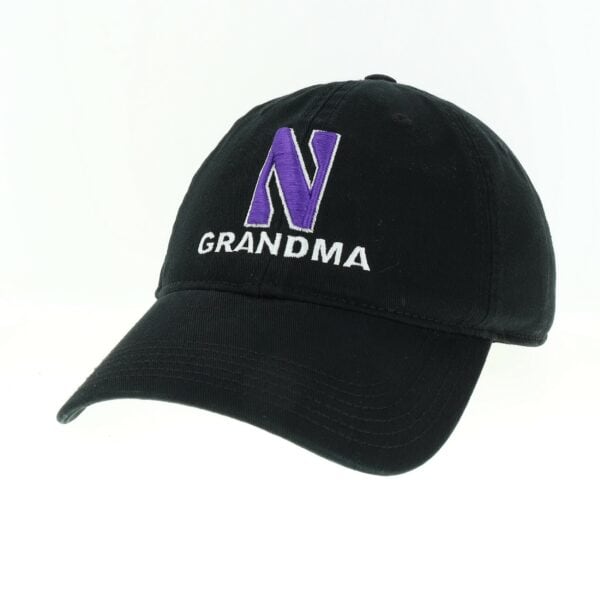 Northwestern University Wildcats Unconstructed Black Cotton Twill Hat with N & Grandma Design