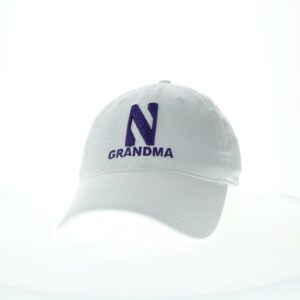 Northwestern University Wildcats Unconstructed White Cotton Twill Hat with N & Grandma Design