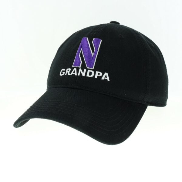 Northwestern University Wildcats Unconstructed Black Cotton Twill Hat with N & Grandpa Design