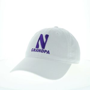 Northwestern University Wildcats Unconstructed White Cotton Twill Hat with N & Grandpa Design