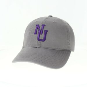 Northwestern University Wildcats Legacy Unconstructed Adjustable Grey Twill Hat with Vintage Interlock One Color NU Design