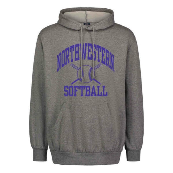Northwestern University Wildcats Sport Grey Hooded Sweatshirt with Softball Design