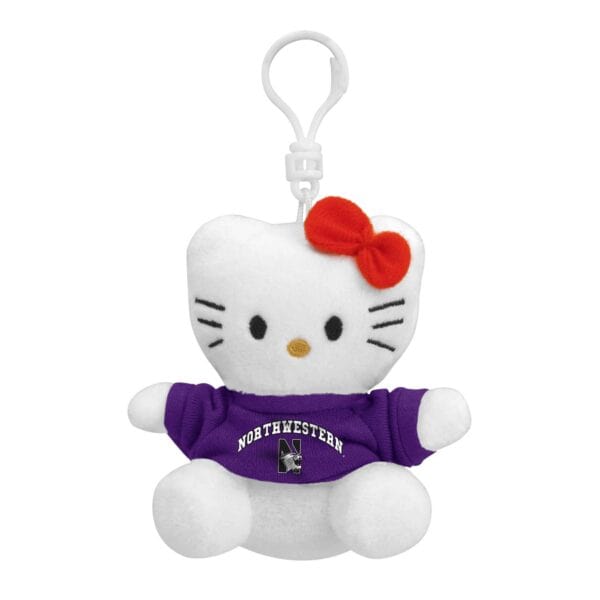 Northwestern University Wildcats Hello Kitty Plush Keychain/Bagtag