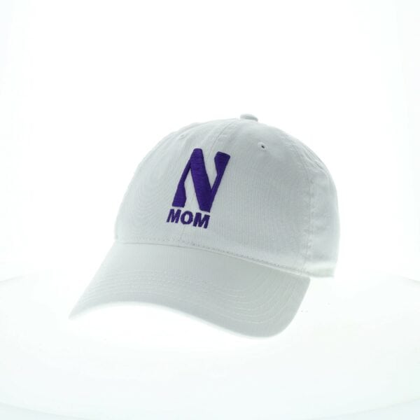Northwestern University Wildcats Unconstructed White Cotton Twill Hat with N & Mom Design