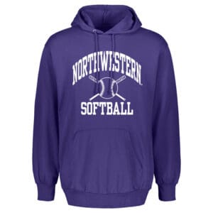 Northwestern University Wildcats Purple Hooded Sweatshirt with Softball Design