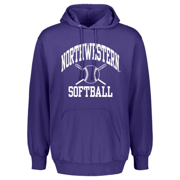 Northwestern University Wildcats Purple Hooded Sweatshirt with Softball Design