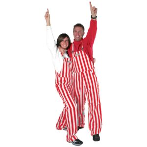 Red & White Adult Game Bib Overalls