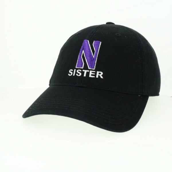 Northwestern University Wildcats Unconstructed Black Cotton Twill Hat with N & Sister Design