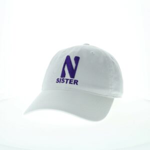 Northwestern University Wildcats Unconstructed White Cotton Twill Hat with N & Sister Design