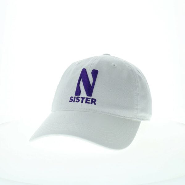 Northwestern University Wildcats Unconstructed White Cotton Twill Hat with N & Sister Design